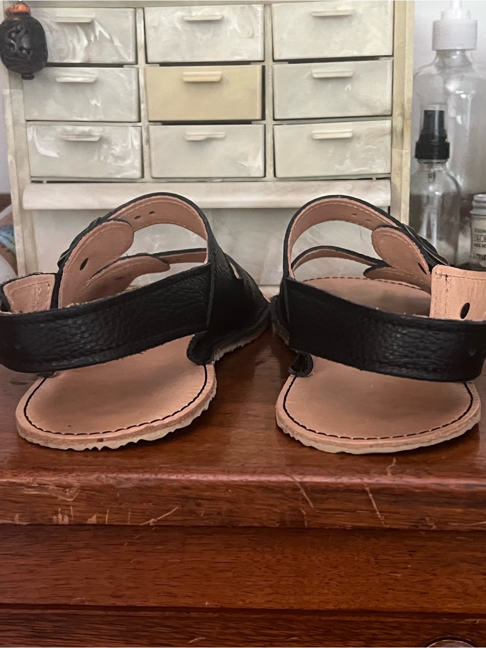 Tomar Creations Barefoot birks-like Black Two-Strap Buckle Sandals - Picture 4 of 7